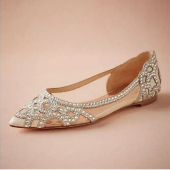 Badgley Mischka Crystal Pointed Toe Flats, Size 8 W, NEW - Picture 4 of 16